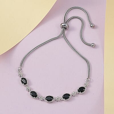 Karis Thai Black Spinel 2.75 ctw Bolo Bracelet in Platinum Bond