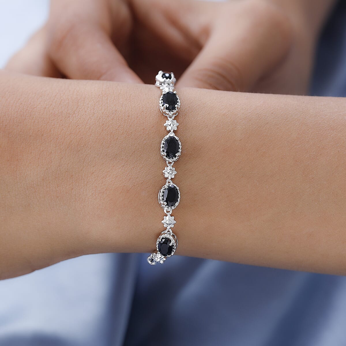 Karis Thai Black Spinel 2.75 ctw Bolo Bracelet in Platinum Bond image number 2