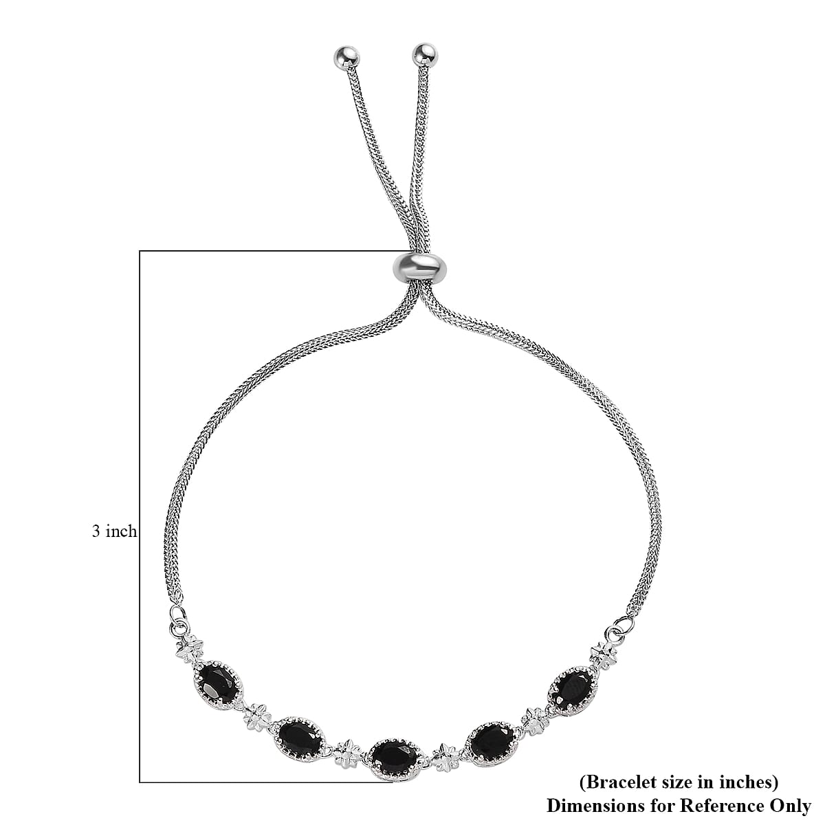 Karis Thai Black Spinel 2.75 ctw Bolo Bracelet in Platinum Bond image number 4