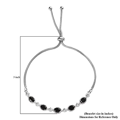 Karis Thai Black Spinel 2.75 ctw Bolo Bracelet in Platinum Bond