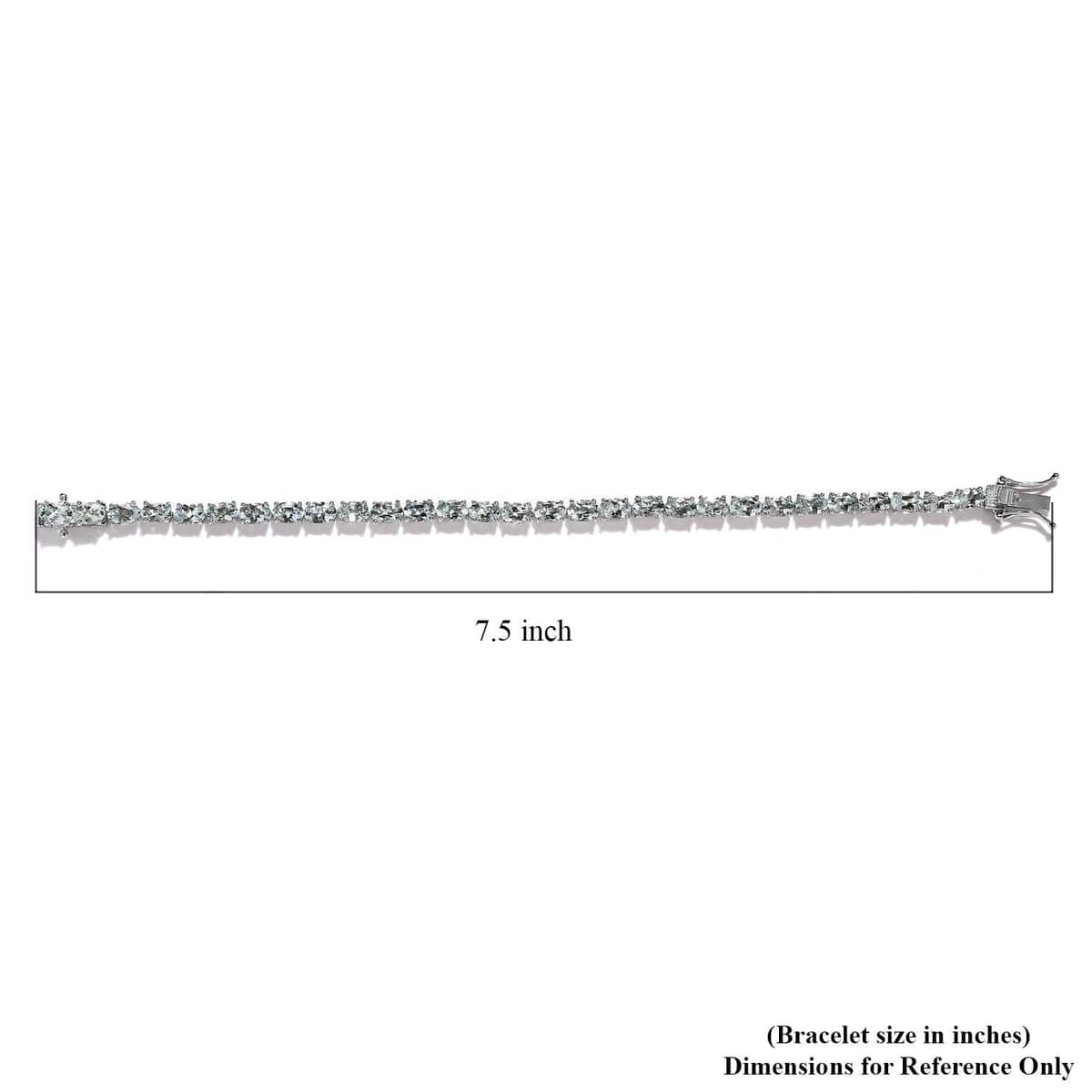 Premium Mangoro Aquamarine Tennis Bracelet in Platinum Over Sterling Silver (7.25 In) 12.00 ctw image number 3