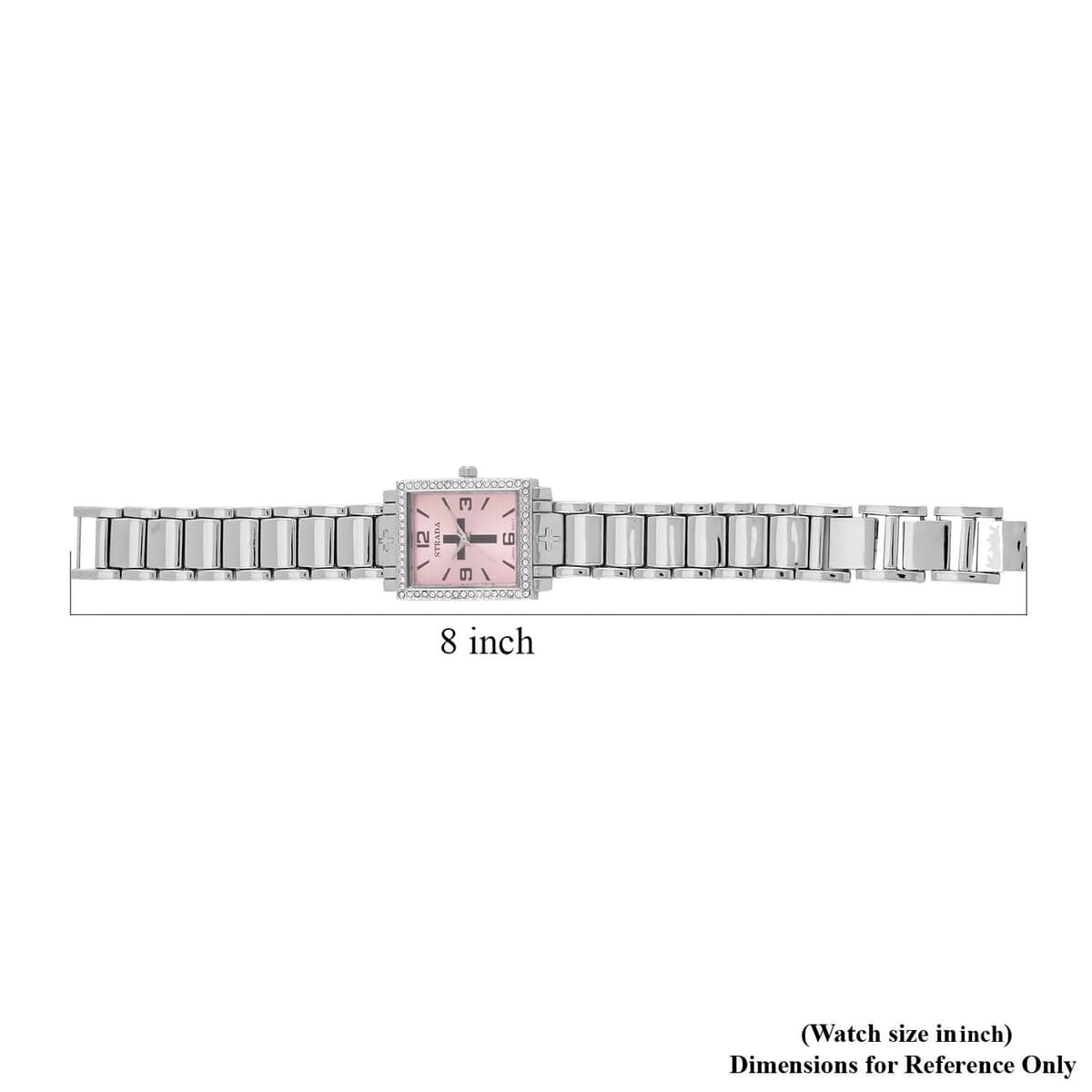 Strada White Austrian Crystal Japanese Movement Cross Pattern & Pink Dial Watch with Silvertone Strap (26.16-30.48 mm) (6.75-8.25 Inches) image number 7