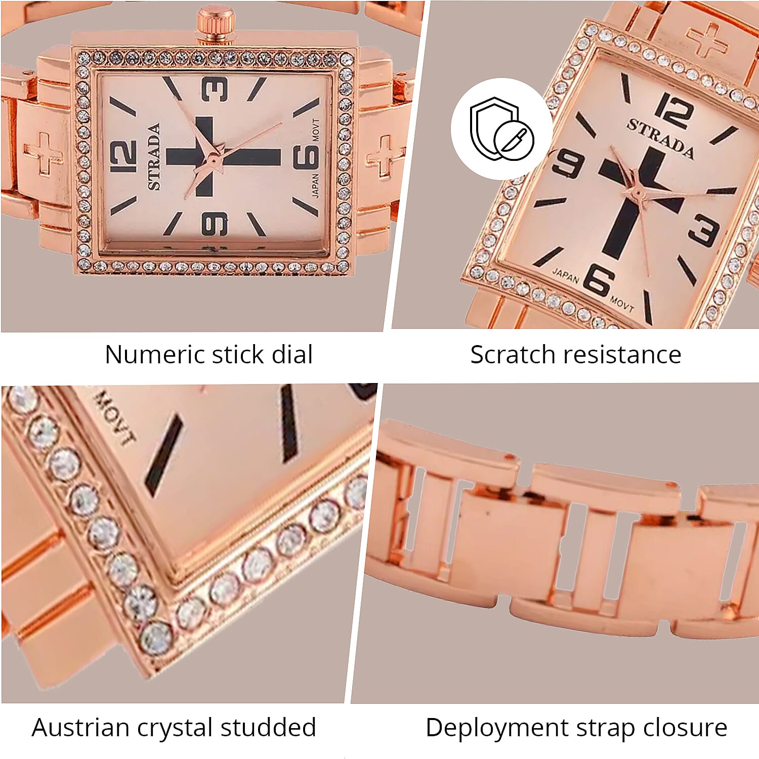 Buy Strada White Austrian Crystal Japanese Movement Cross Pattern