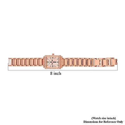 Strada White Austrian Crystal Japanese Movement Cross Pattern & Rosegold Dial Watch with Rosetone Strap (26.16-30.48 mm) (6.75-8.25 Inches)