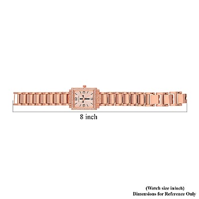 Strada White Austrian Crystal Japanese Movement Cross Pattern & Rosegold Dial Watch with Rosetone Strap (26.16-30.48 mm) (6.75-8.25 Inches)