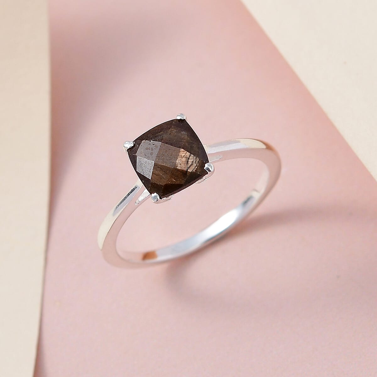 Natural Chocolate Sapphire Solitaire Ring in Sterling Silver 1.85 ctw image number 1