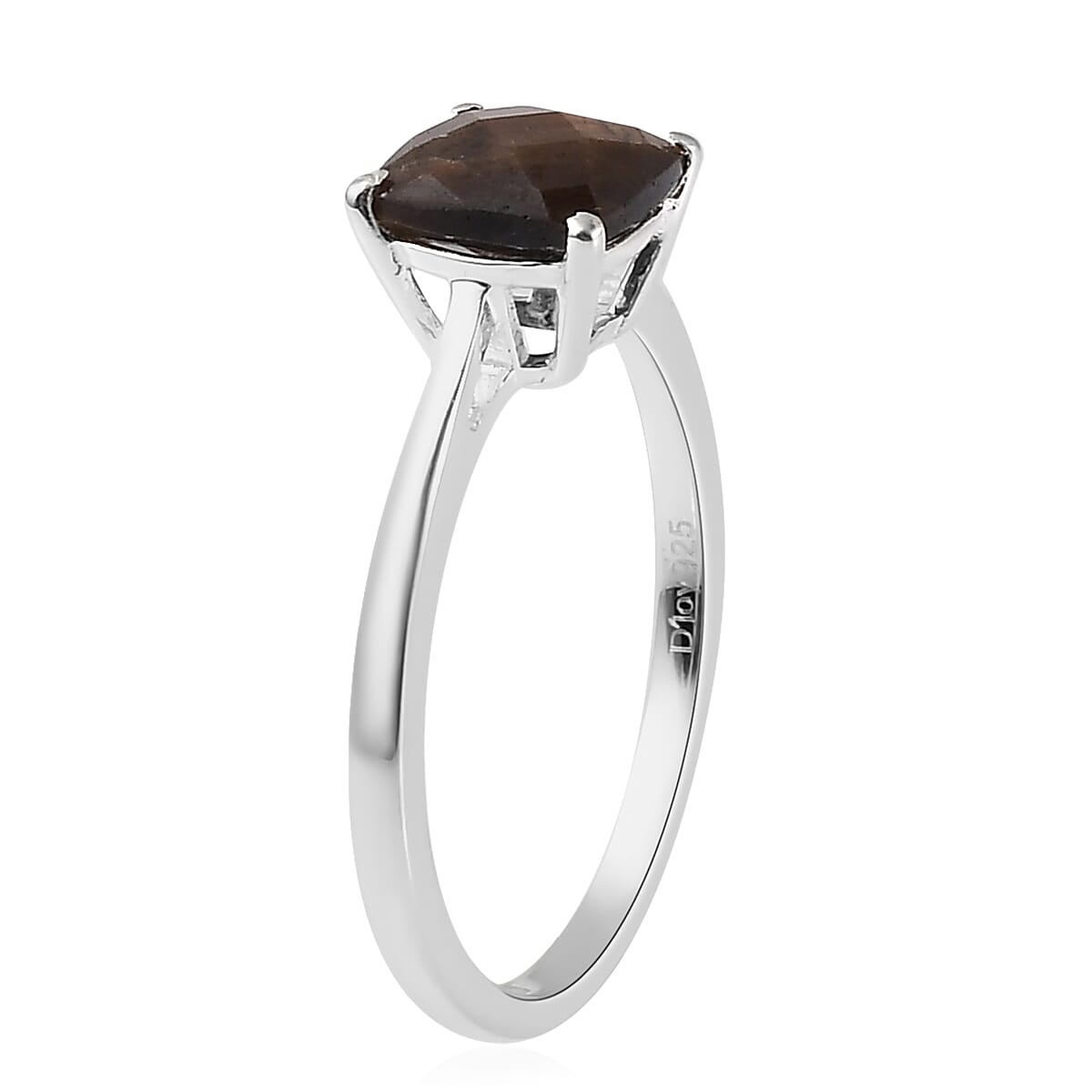 Natural Chocolate Sapphire Solitaire Ring in Sterling Silver 1.85 ctw image number 3