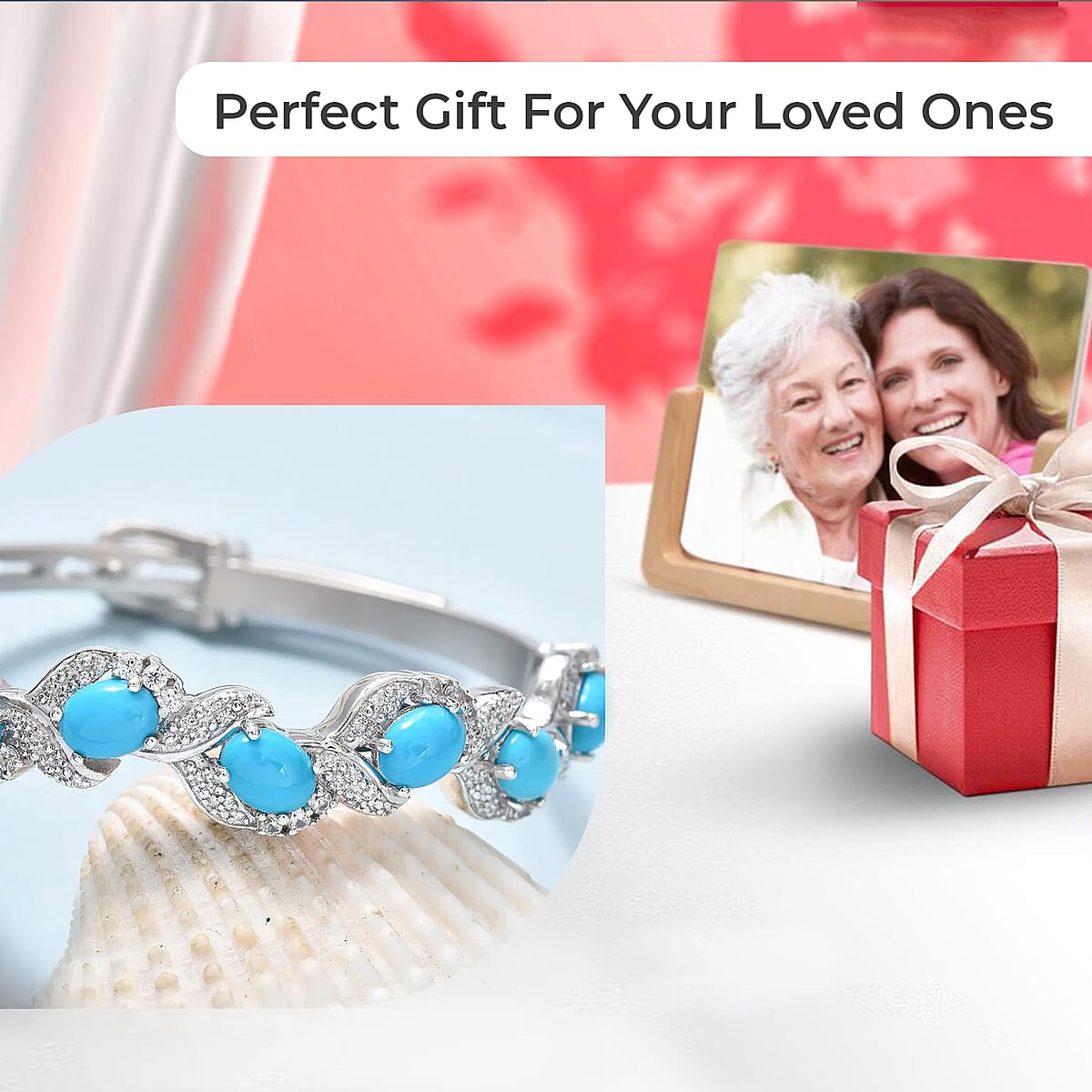 Sleeping Beauty Turquoise Buckle Bangle Bracelet in Sterling Silver, Turquoise Bracelet, Silver Bracelet For Women (8.00 In) 7.10 ctw image number 3