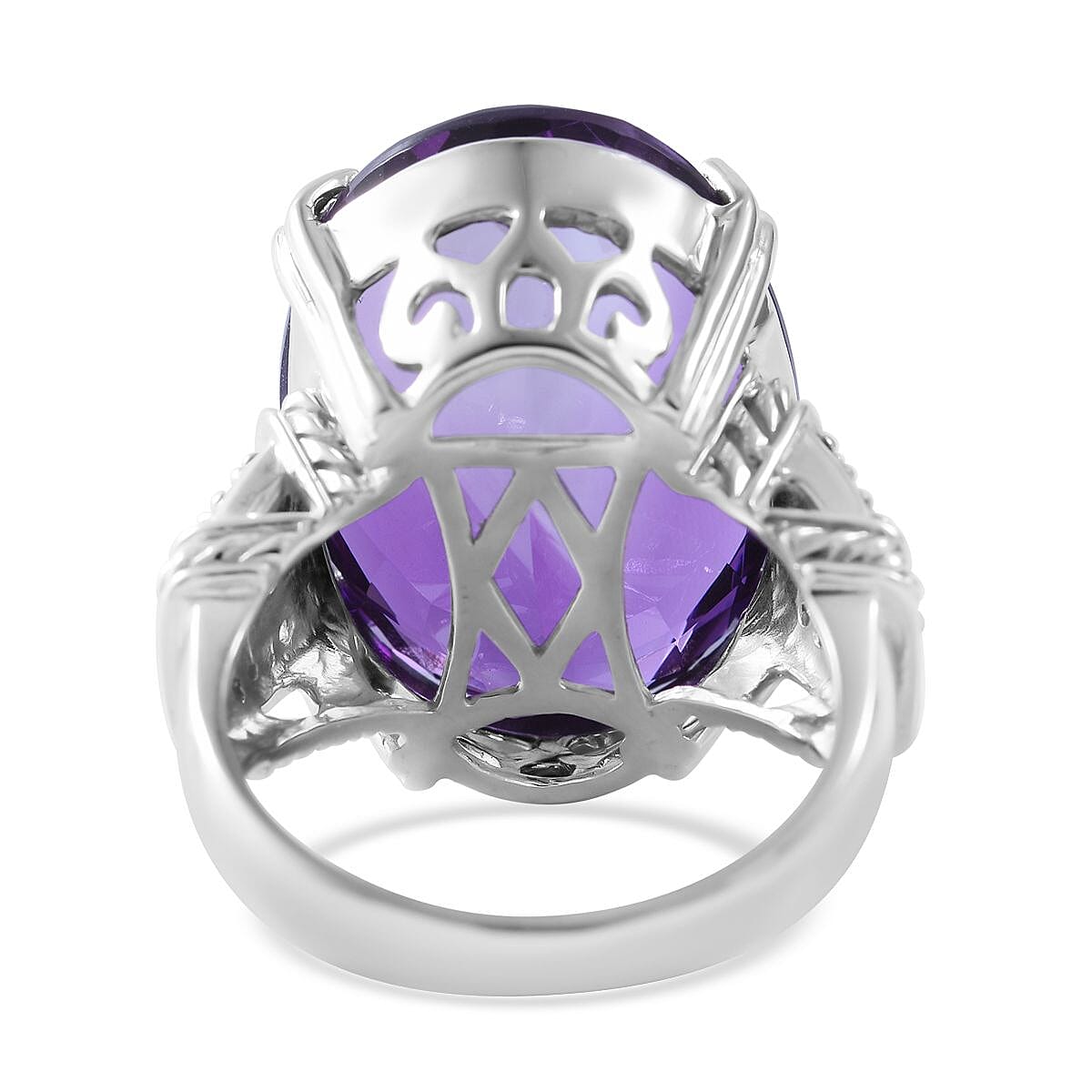 Lusaka Amethyst and Moissanite Ring in Platinum Over Sterling Silver 9.50 Grams 31.75 ctw image number 2