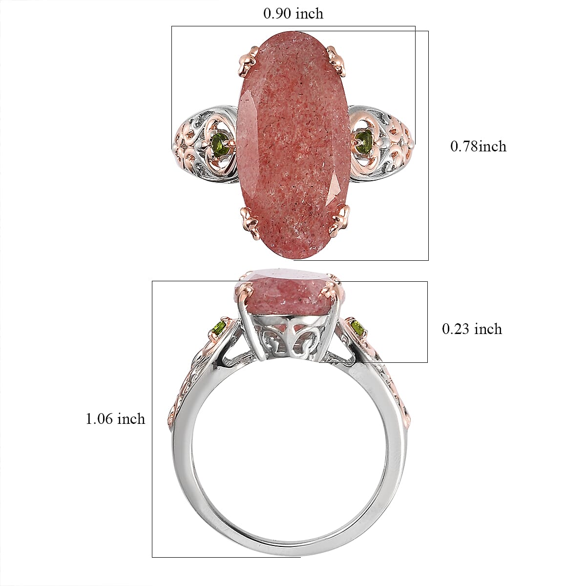 Tanzanian Natronite and Chrome Diopside Ring in Vermeil Rose Gold and Platinum Over Sterling Silver (Size 10.0) 7.75 ctw