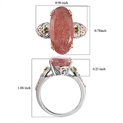 Tanzanian Natronite and Chrome Diopside Ring in Vermeil Rose Gold and Platinum Over Sterling Silver (Size 10.0) 7.75 ctw
