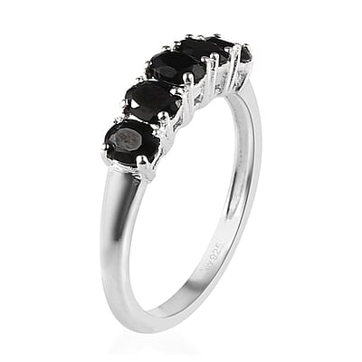Thai Black Spinel 5 Stone Ring in Sterling Silver (Size 10.0) 1.10 ctw