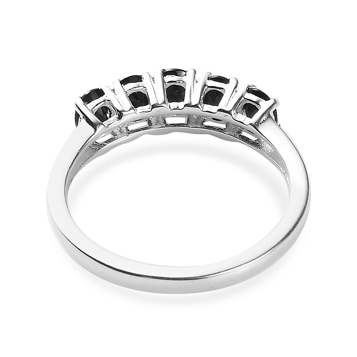 Natural Thai Black Spinel 5 Stone Ring in Sterling Silver (Size 10.0) 1.10 ctw image number 4