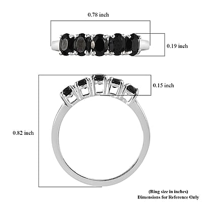 Thai Black Spinel 5 Stone Ring in Sterling Silver (Size 10.0) 1.10 ctw