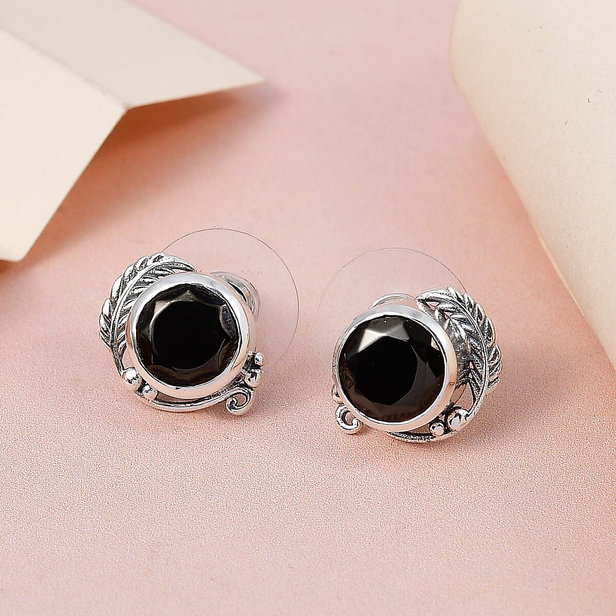 Artisan Crafted Elite Shungite Solitaire Stud Earrings in Sterling Silver 2.35 ctw image number 1
