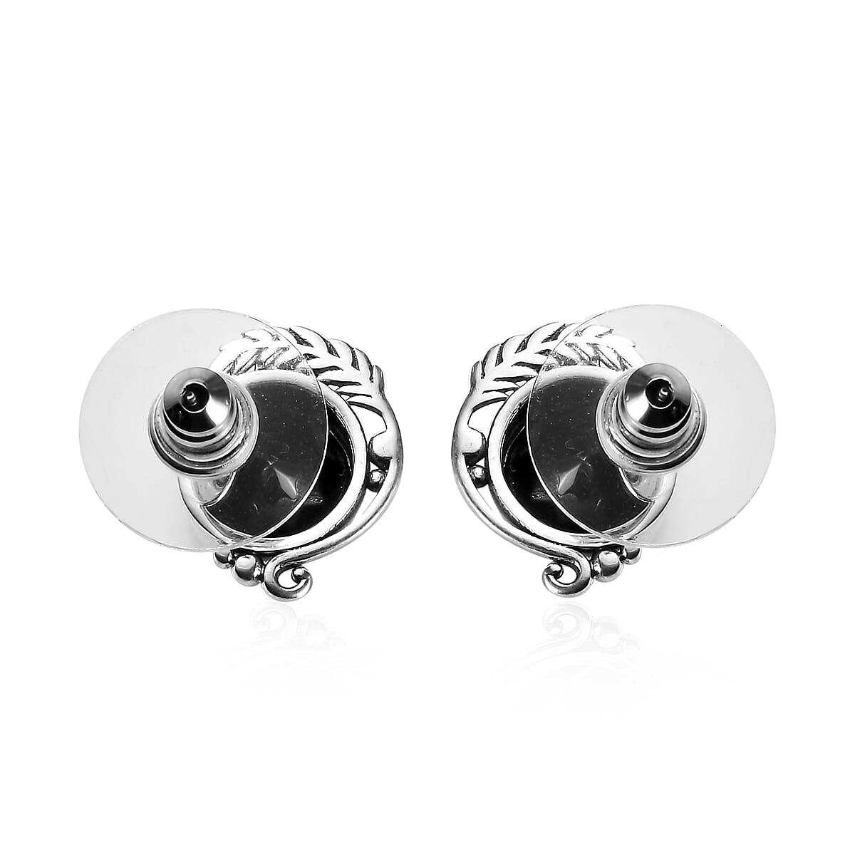 Artisan Crafted Elite Shungite Solitaire Stud Earrings in Sterling Silver 2.35 ctw image number 4