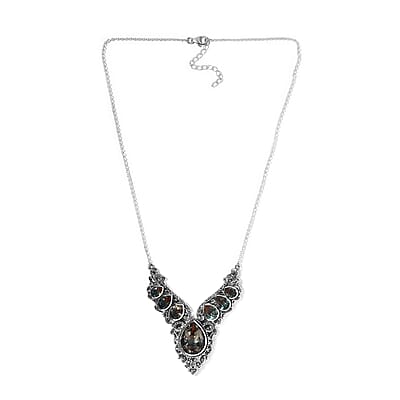 Artisan Crafted Aqua Terra Costa Quartz (Triplet) Necklace 18 Inches in Sterling Silver 30.75 ctw