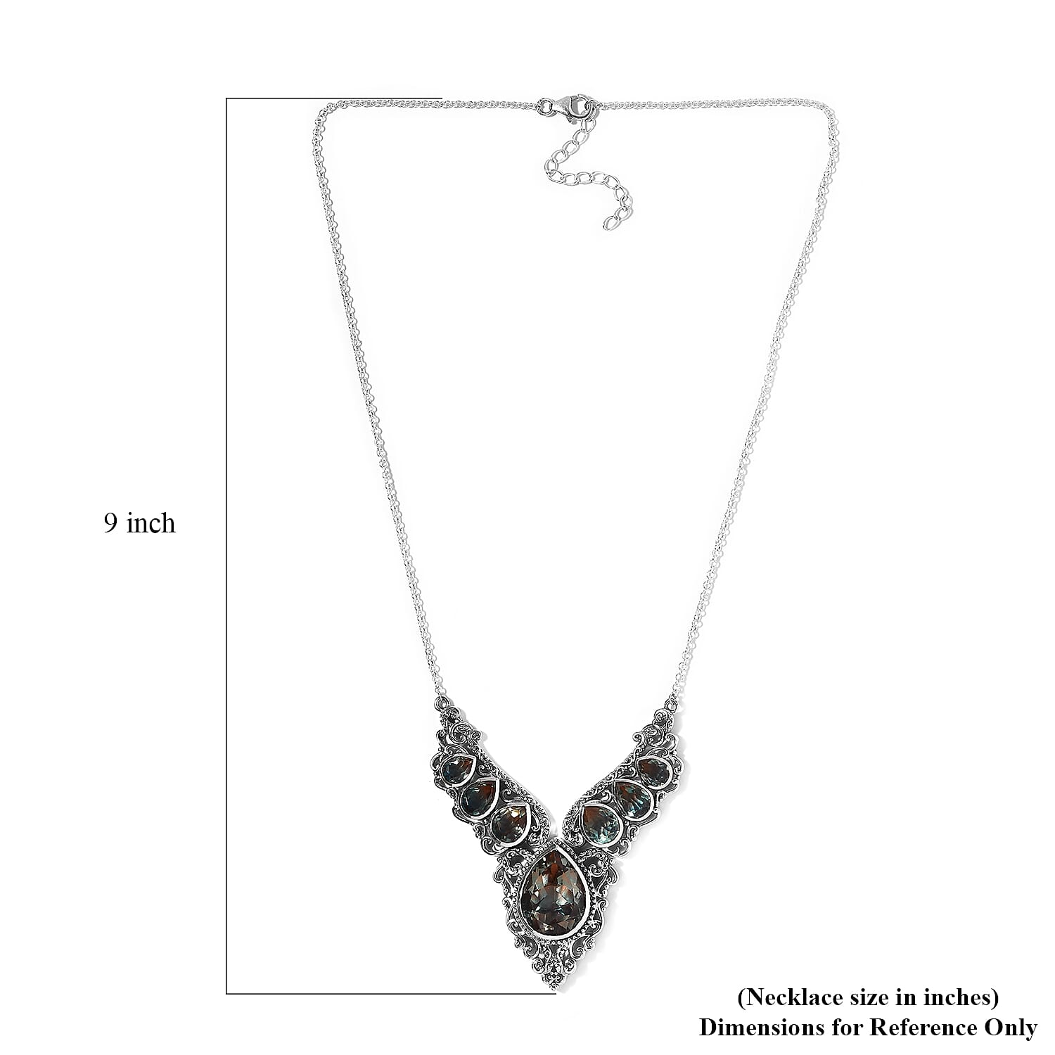 Artisan Crafted Aqua Terra Costa Quartz (Triplet) Necklace 18 Inches in Sterling Silver 30.75 ctw