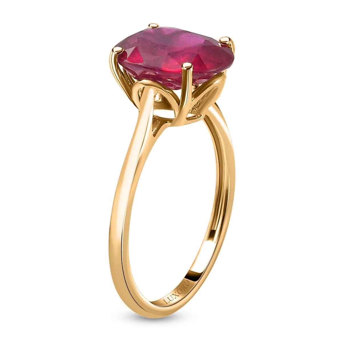 Luxoro Premium Niassa Ruby Solitaire Ring, 10K Yellow Gold Ring, Ruby Ring, Wedding Ring, Rings For Her 5.60 ctw (Size 10) image number 3
