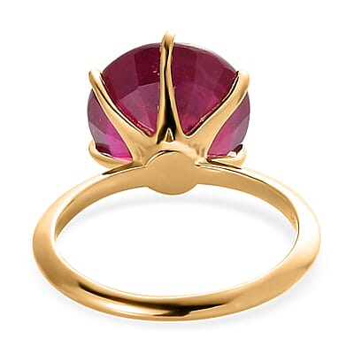 Niassa Ruby (FF) Solitaire Ring in Vermeil Yellow Gold Over Sterling Silver (Size 6.0) 9.25 ctw