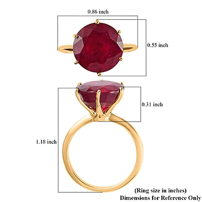 Niassa Ruby (FF) Solitaire Ring in Vermeil Yellow Gold Over Sterling Silver (Size 6.0) 9.25 ctw