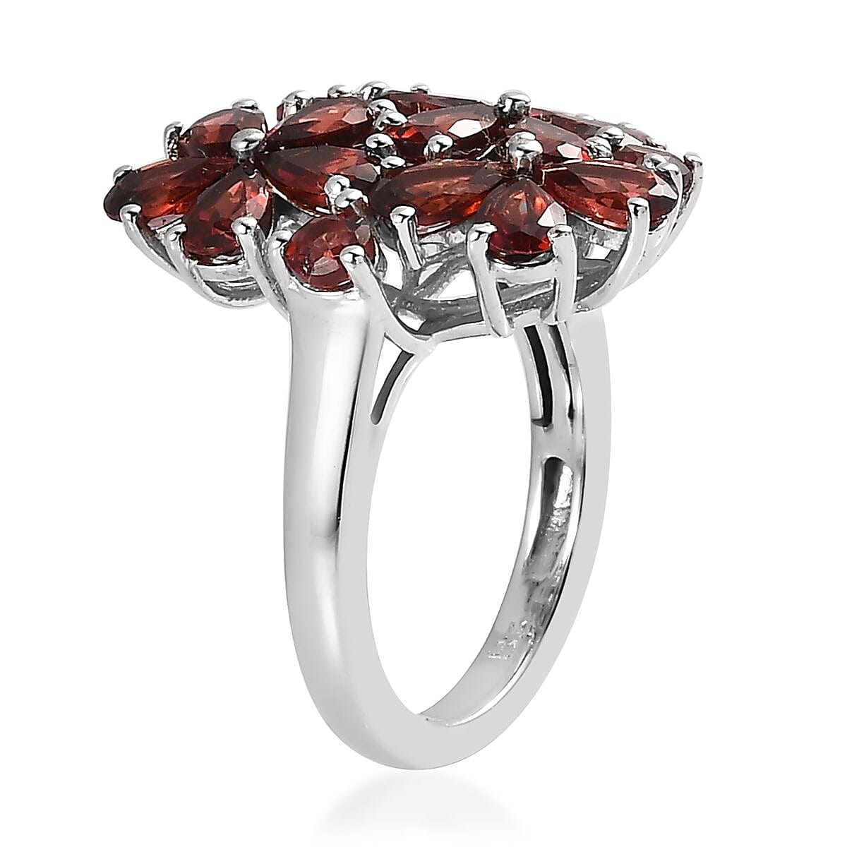 Mozambique Garnet Floral Ring in Platinum Over Bronze (Size 6.0) 3.25 ctw image number 3