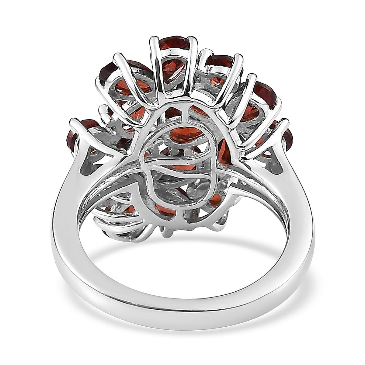 Mozambique Garnet Floral Ring in Platinum Over Bronze (Size 6.0) 3.25 ctw image number 4
