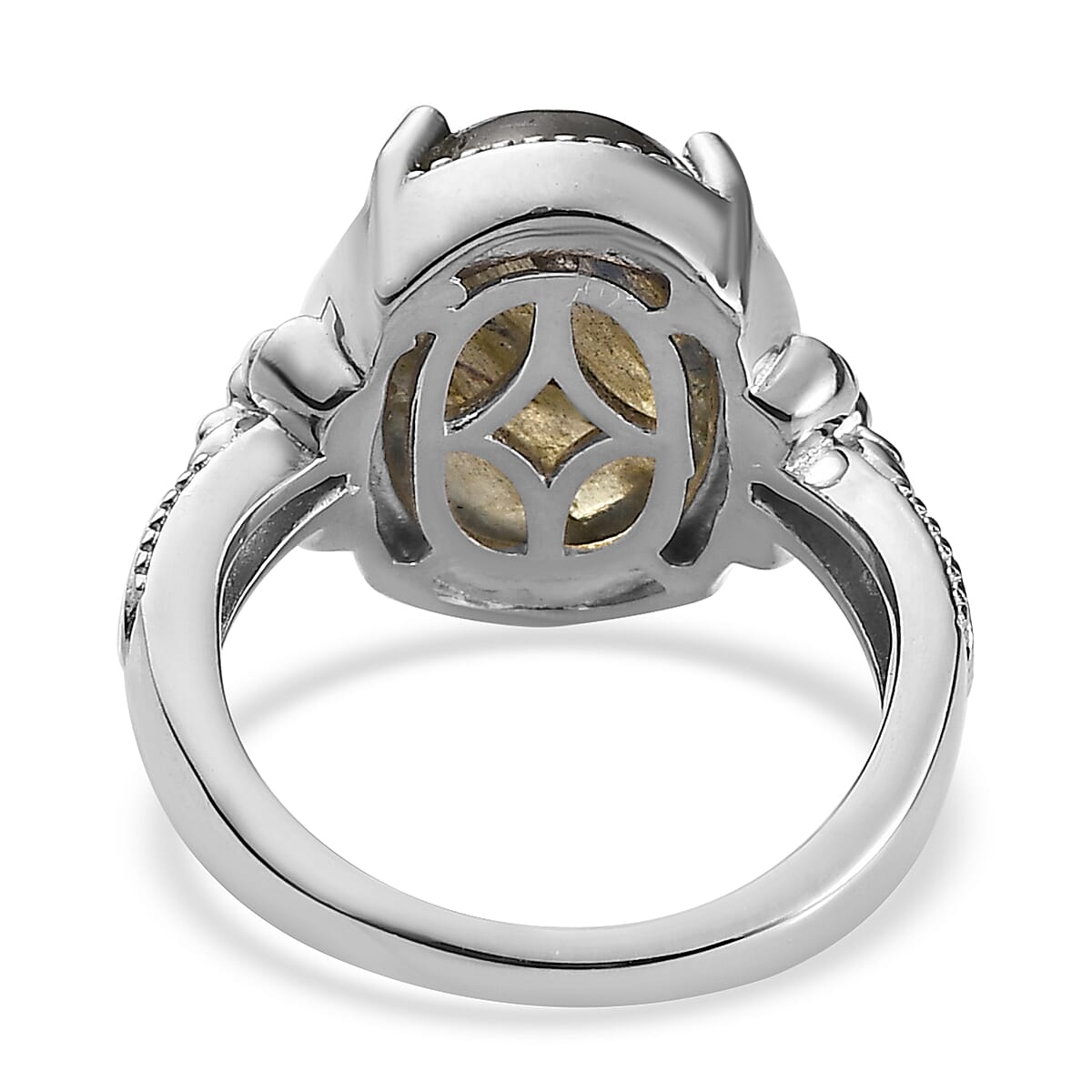 Karis Malagasy Labradorite Solitaire Ring in Platinum Bond (Size 10.0) 6.00 ctw