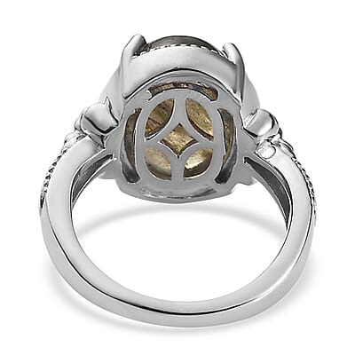 Karis Malagasy Labradorite Solitaire Ring in Platinum Bond (Size 10.0) 6.00 ctw