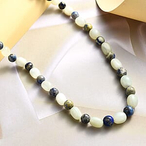 Prehnite and Sodalite 275.00 ctw Beaded Necklace 20 Inches in Sterling Silver