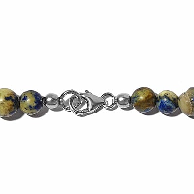 Prehnite and Sodalite 275.00 ctw Beaded Necklace 20 Inches in Sterling Silver