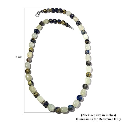 Prehnite and Sodalite 275.00 ctw Beaded Necklace 20 Inches in Sterling Silver