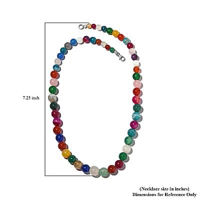 Multi Agate Beaded Necklace 20 Inches in Sterling Silver 293.50 ctw