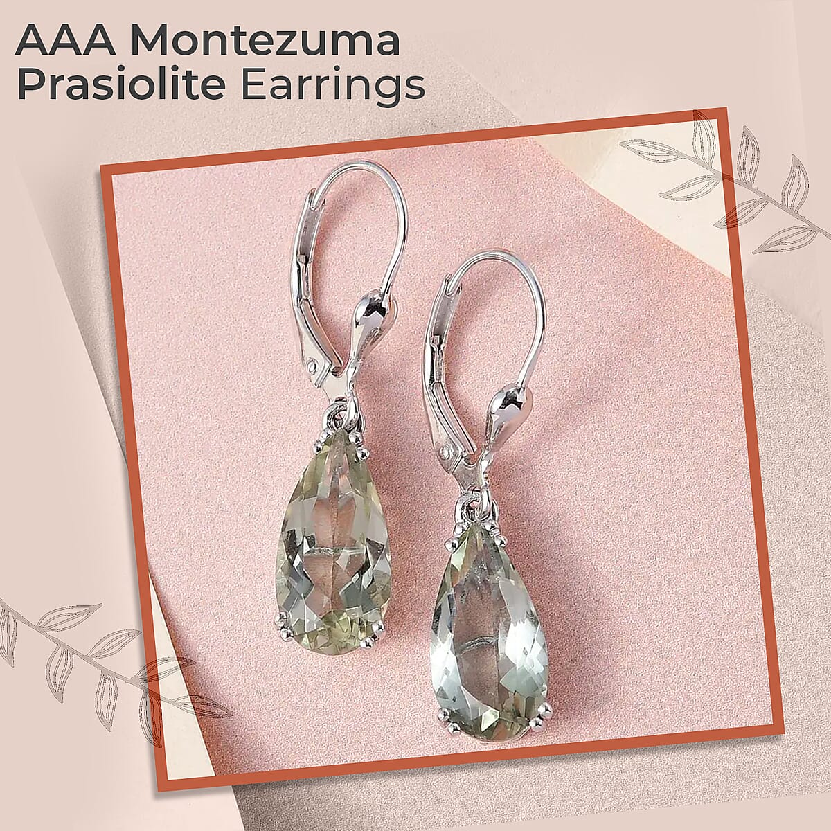 AAA Montezuma Prasiolite Earrings in Platinum Over Sterling Silver, Solitaire Earrings, Dangle Drop Earrings 5.40 ctw image number 1