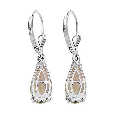 AAA Montezuma Prasiolite Earrings in Platinum Over Sterling Silver, Solitaire Earrings, Dangle Drop Earrings 5.40 ctw