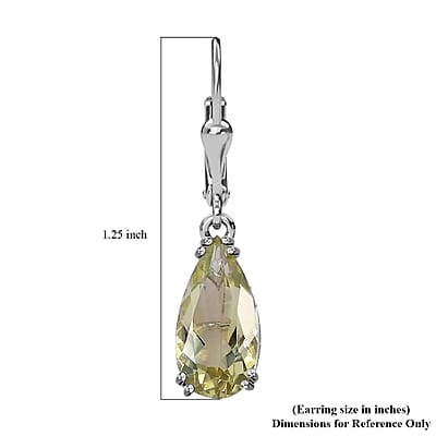 AAA Montezuma Prasiolite Earrings in Platinum Over Sterling Silver, Solitaire Earrings, Dangle Drop Earrings 5.40 ctw