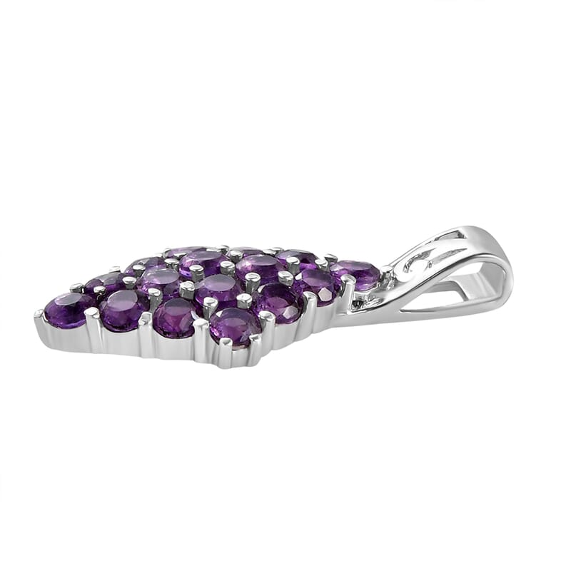 Amethyst Pendant in Stainless Steel 1.75 ctw , Tarnish-Free, Waterproof, Sweat Proof Jewelry