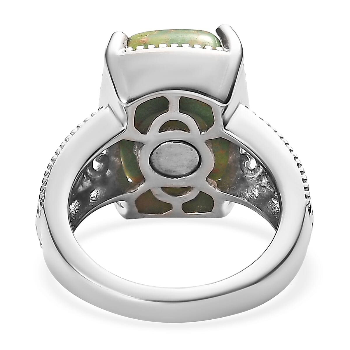 Mojave Green Turquoise Solitaire Ring in Platinum Over Copper with Magnet (Size 7.0) 6.35 ctw image number 4