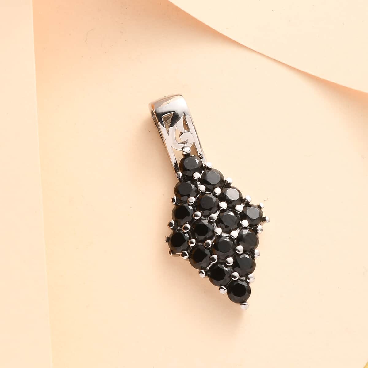Thai Black Spinel Pendant in Stainless Steel 2.15 ctw , Tarnish-Free, Waterproof, Sweat Proof Jewelry image number 1