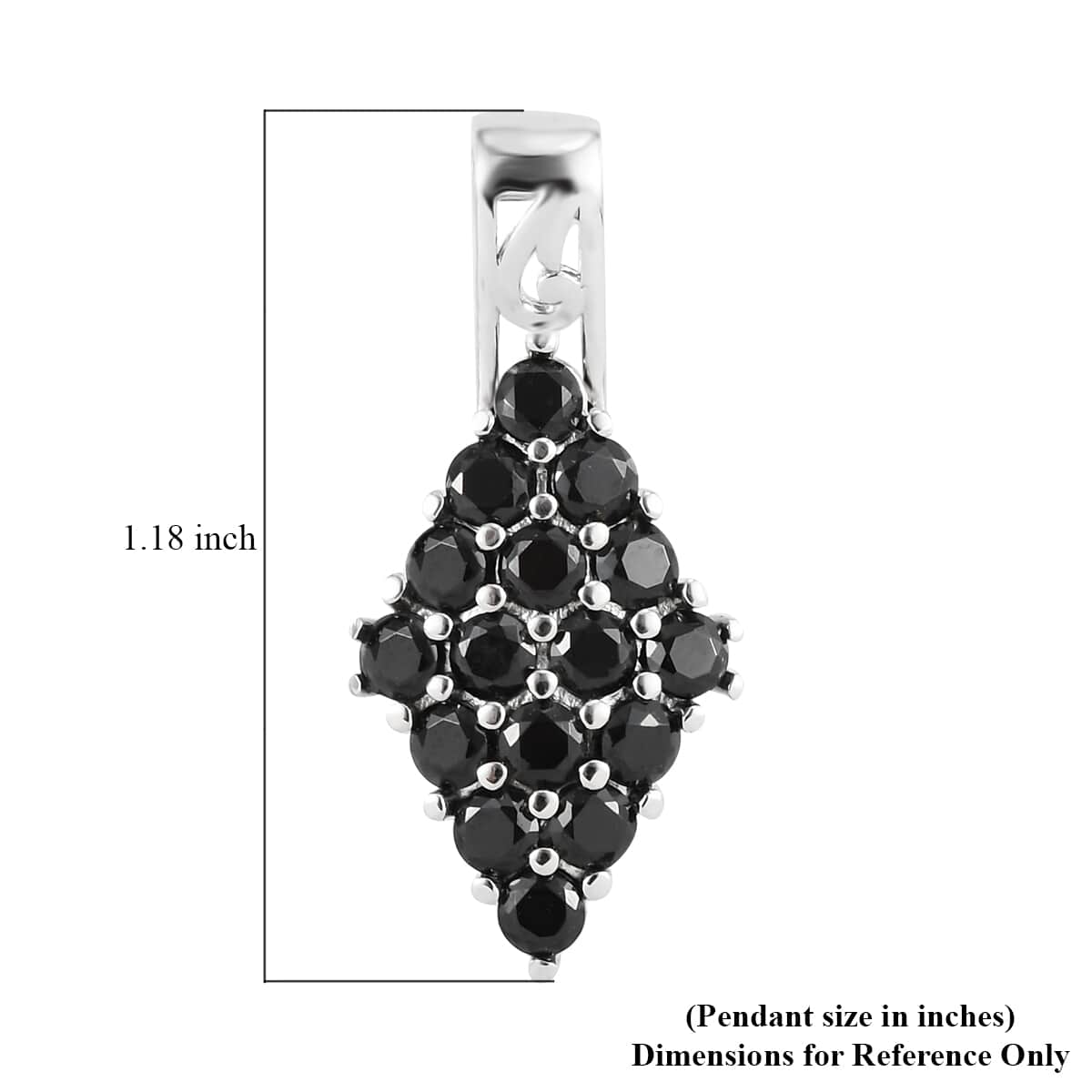 Thai Black Spinel Pendant in Stainless Steel 2.15 ctw , Tarnish-Free, Waterproof, Sweat Proof Jewelry image number 5