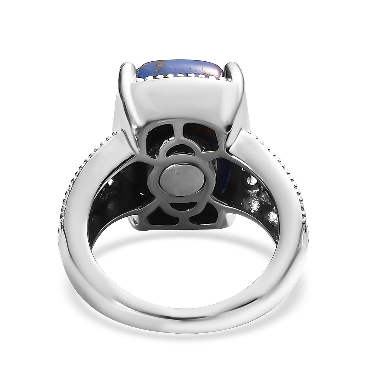 Mojave Purple Turquoise Solitaire Ring in Platinum Over Copper with Magnet (Size 11.0) 6.50 ctw image number 4