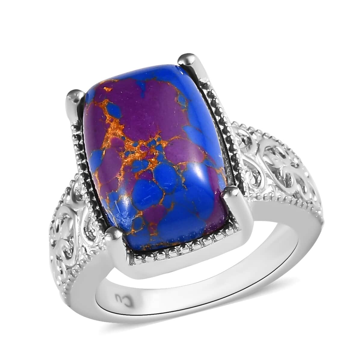 Mojave Purple Turquoise Solitaire Ring in Platinum Over Copper with Magnet (Size 7.0) 6.50 ctw image number 0