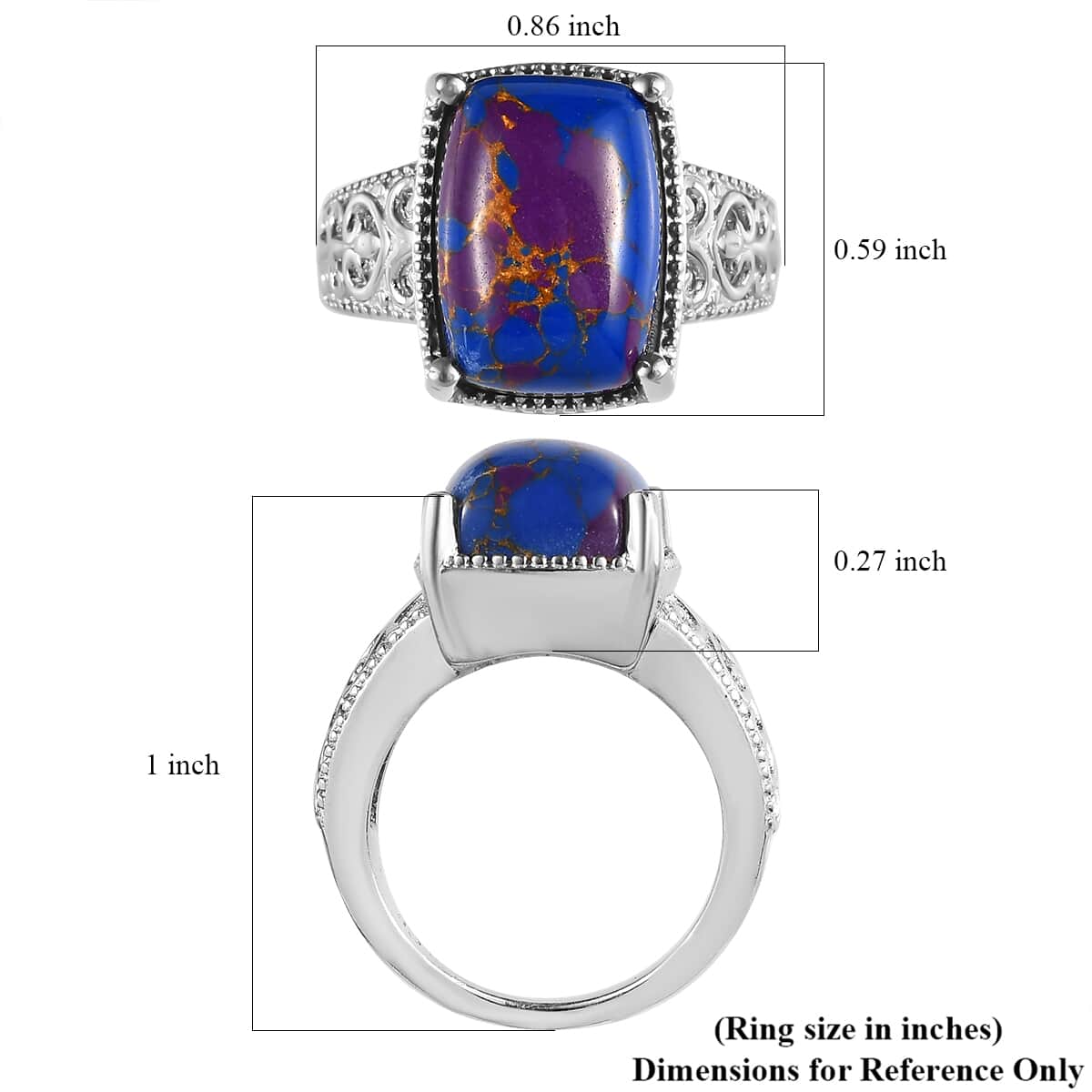Mojave Purple Turquoise Solitaire Ring in Platinum Over Copper with Magnet (Size 7.0) 6.50 ctw image number 5