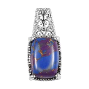 Mojave Purple Turquoise Solitaire Pendant in Platinum Over Copper with Magnet 6.50 ctw