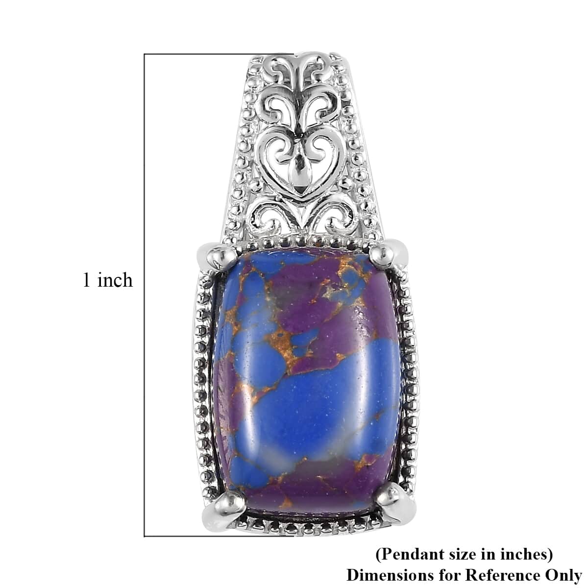 Mojave Purple Turquoise Solitaire Pendant in Platinum Over Copper with Magnet 6.50 ctw image number 5