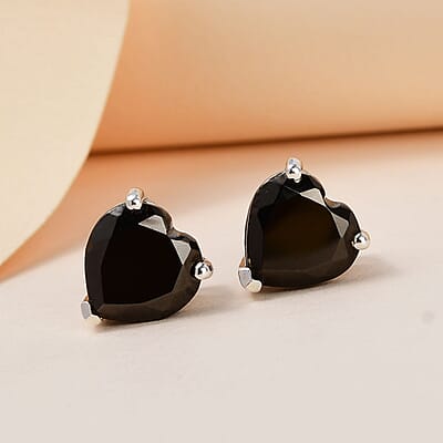 Elite Shungite Solitaire Stud Earrings in Platinum Over Sterling Silver 2.70 ctw