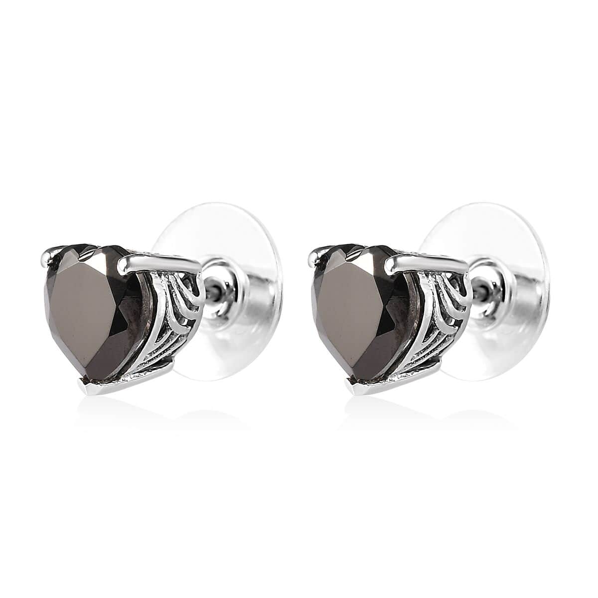 Shungite Solitaire good Stud Earrings in Platinum over .925 Sterling Silver