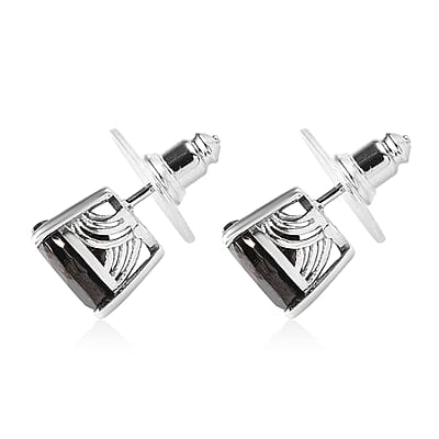 Elite Shungite Solitaire Stud Earrings in Platinum Over Sterling Silver 2.70 ctw