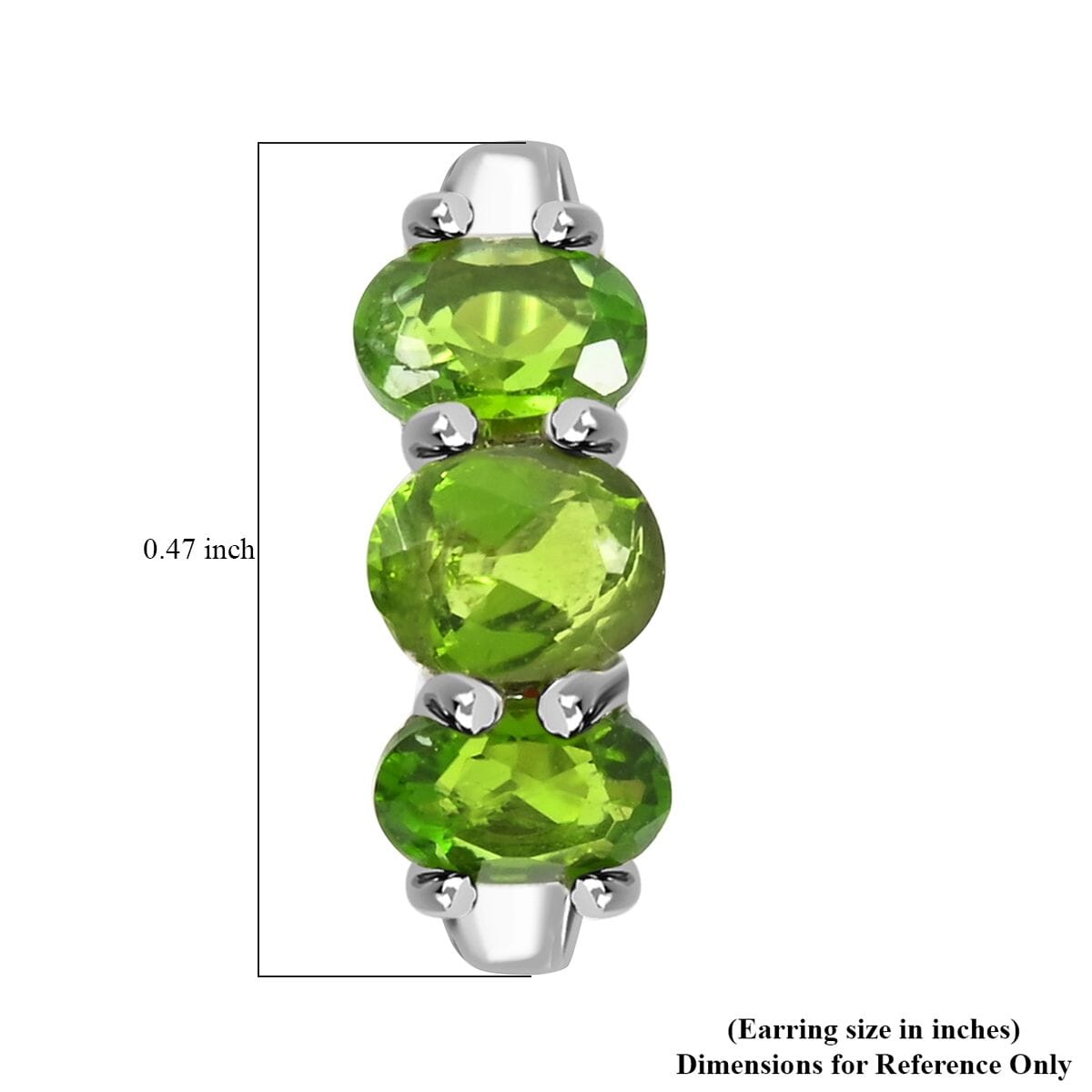 Chrome Diopside 1.00 ctw Hoop Earrings in Rhodium Over Sterling Silver image number 4