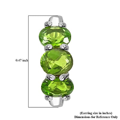 Chrome Diopside 1.00 ctw Hoop Earrings in Rhodium Over Sterling Silver